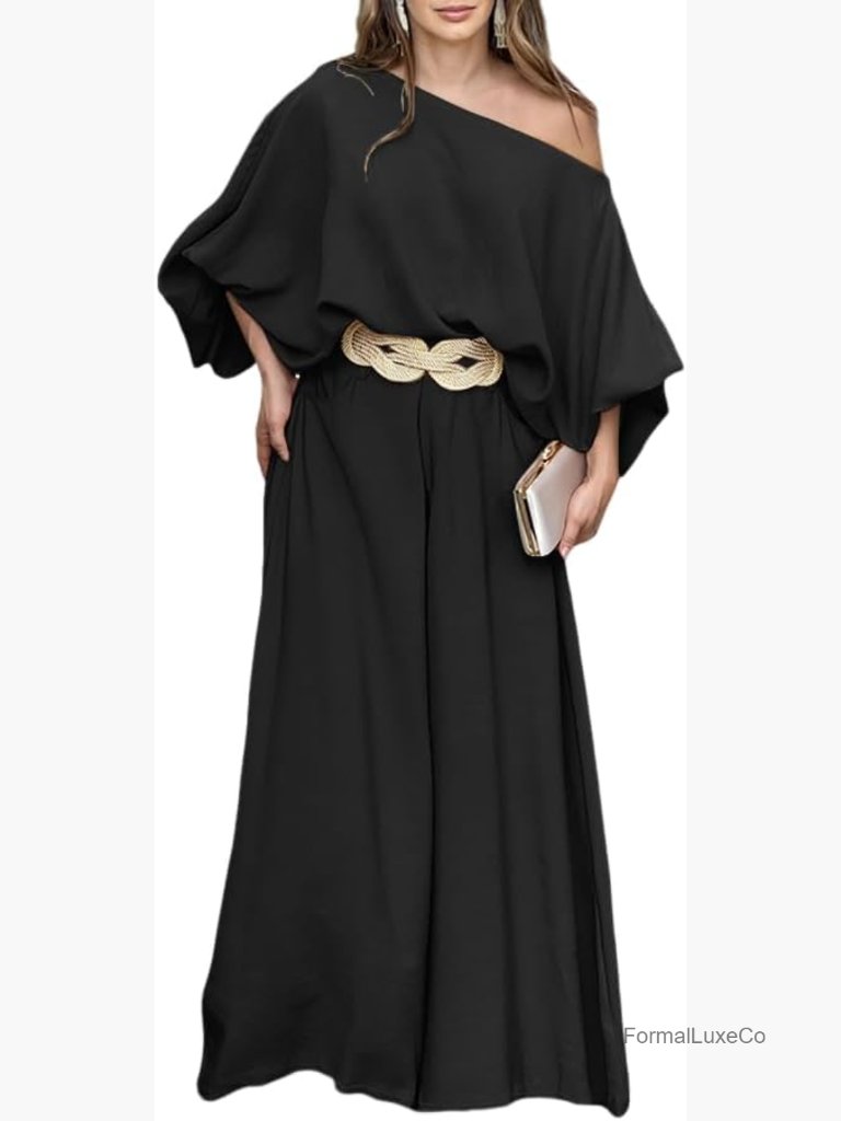 Off Shoulder Wide Leg Pants 2 Piece Set Travel Vacation Outfit